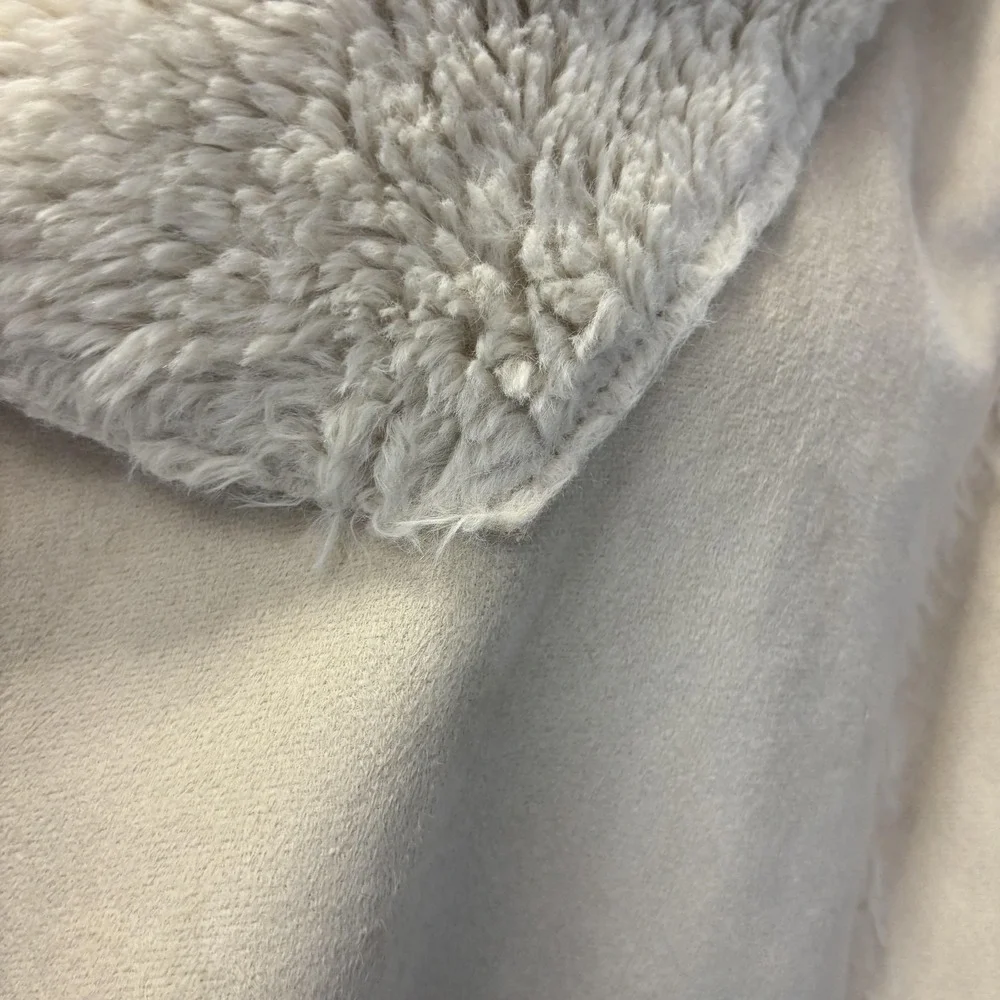 Knox Rose Faux Shearling Vest Womens Large Cream White Open Front Waterfall Cozy